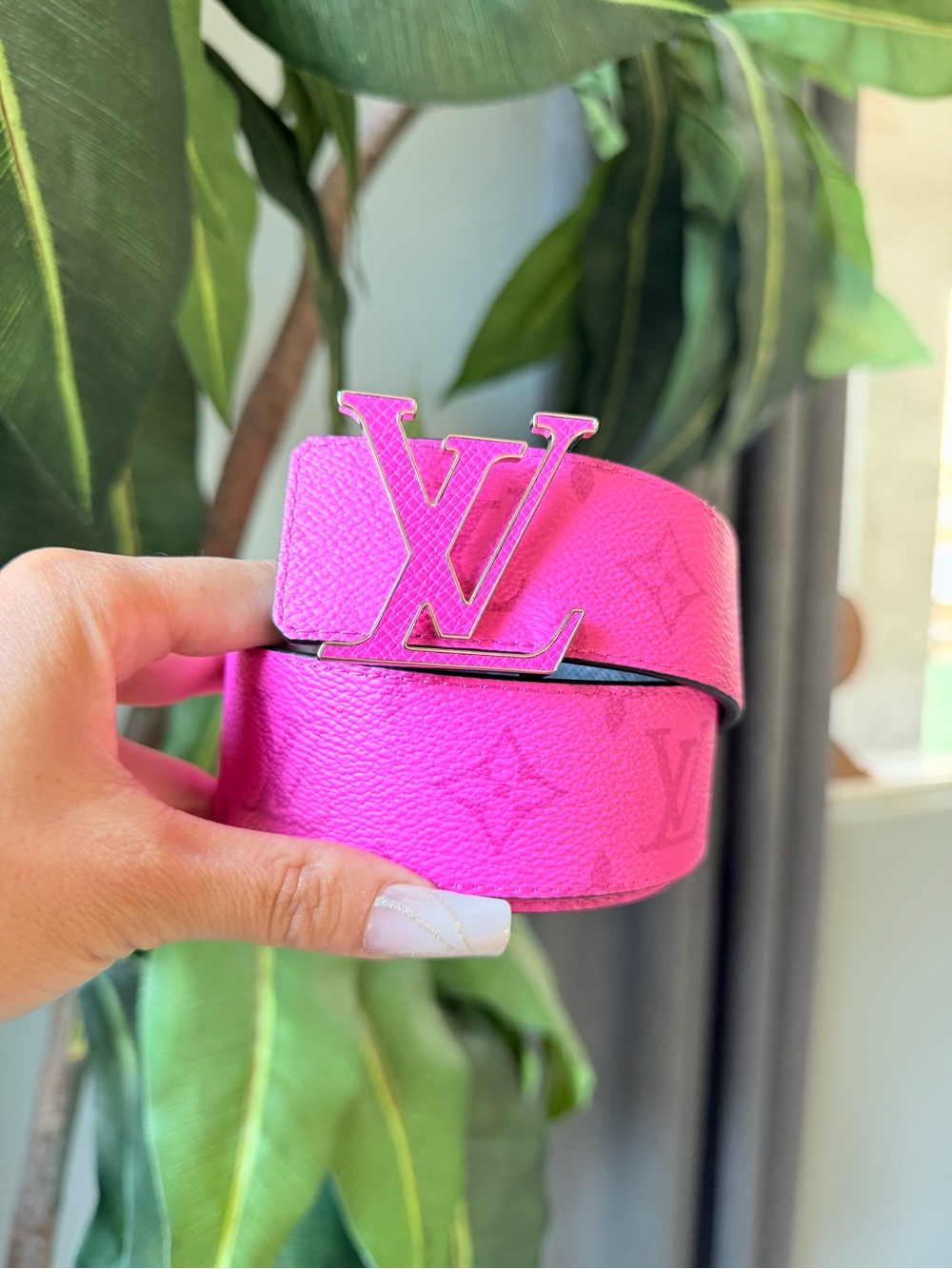 Louis Vuitton Pink Taigarama Reversible belt